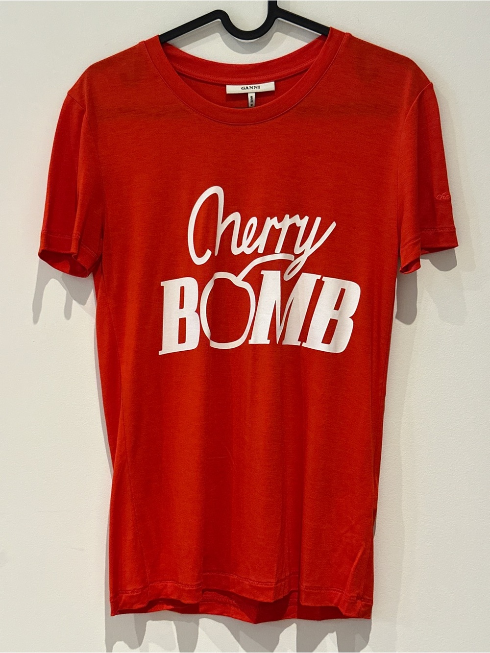 Ganni Red 'Cherry Bomb' Graphic Short Sleeve Tee